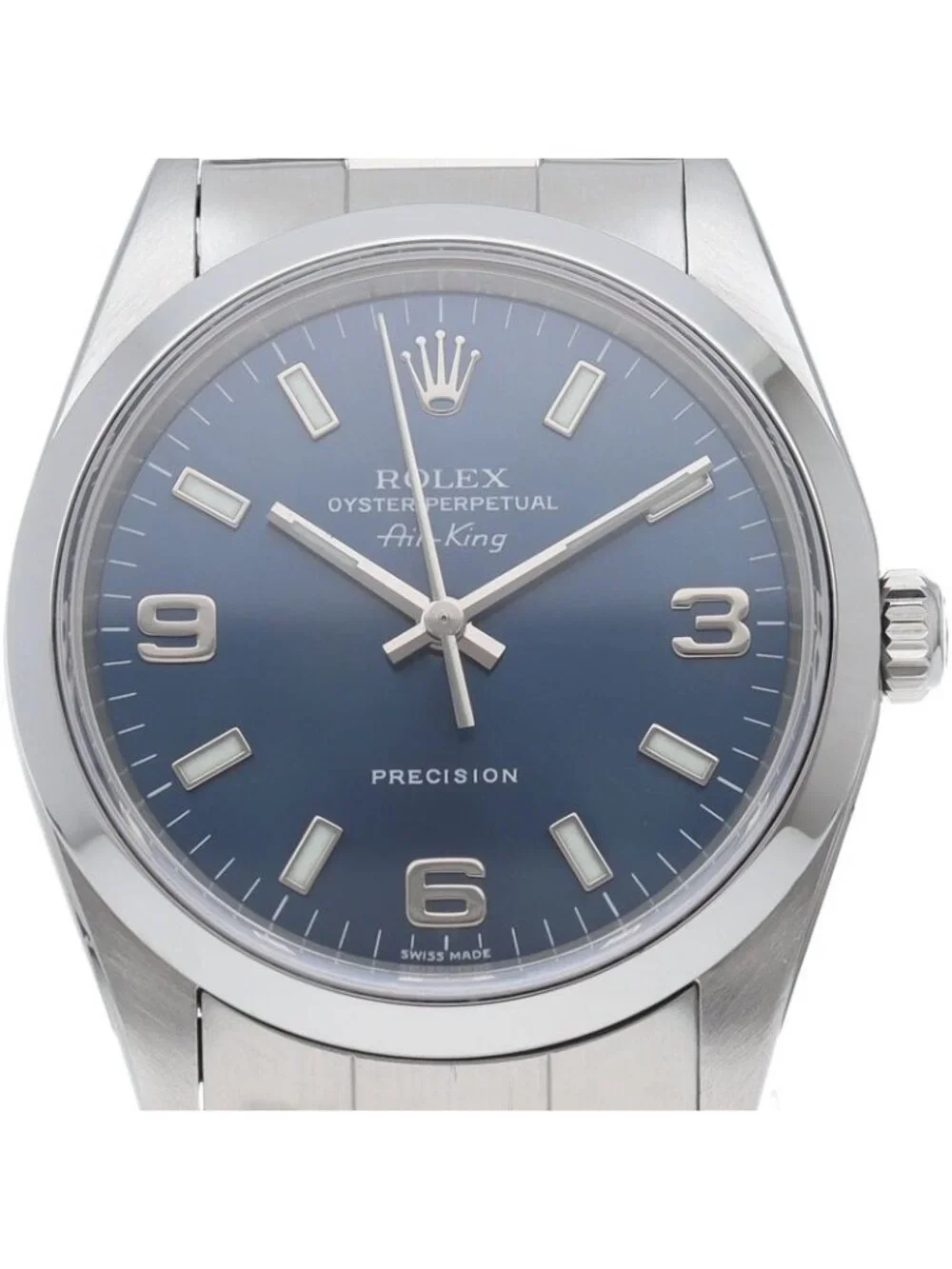Rolex Air King SS Watch Blue Polished